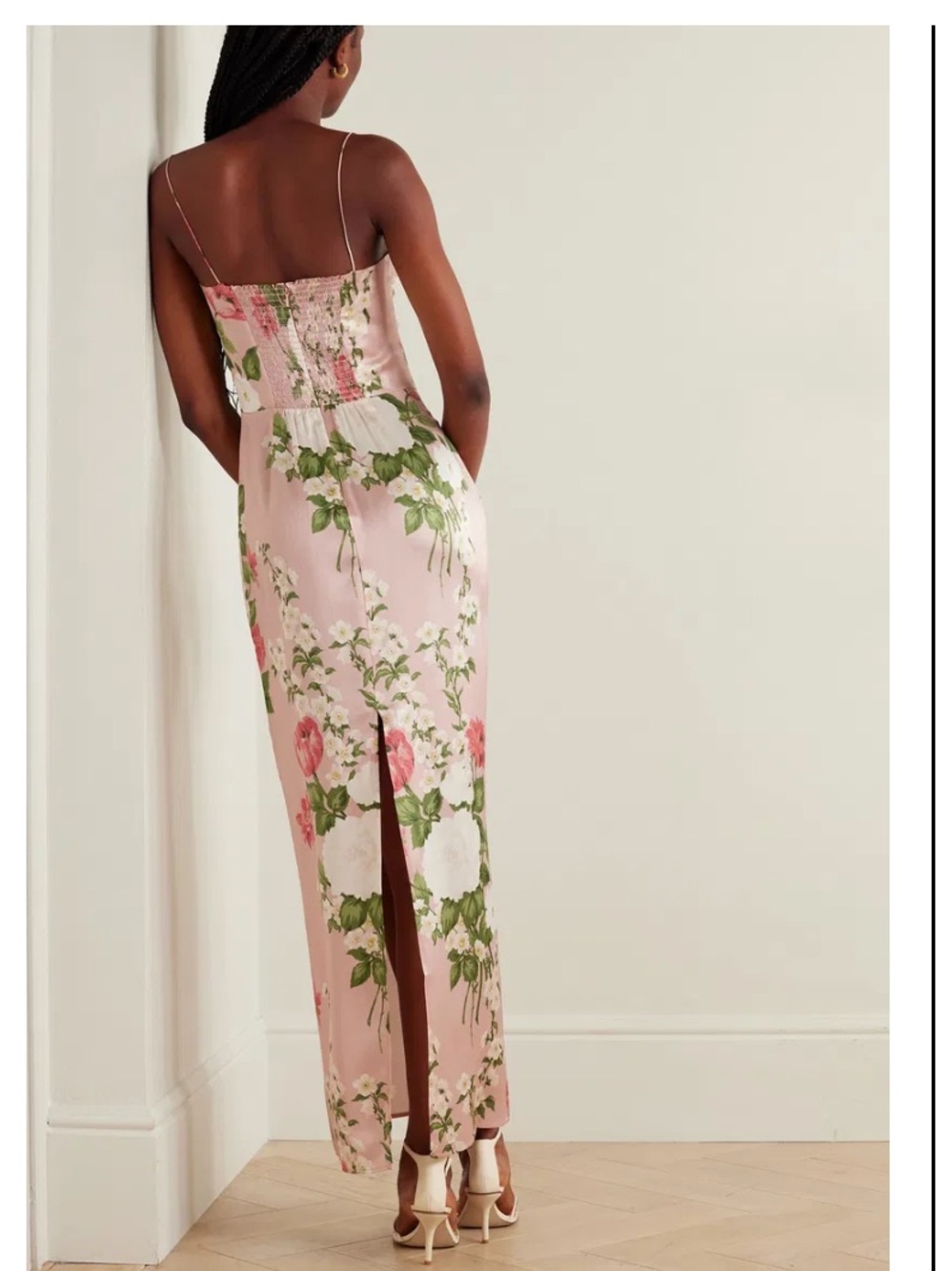 Reformation Frankie 100% Silk Floral Charmeuse Slip Dress | Pink | Size 6 - Picture 3 of 8